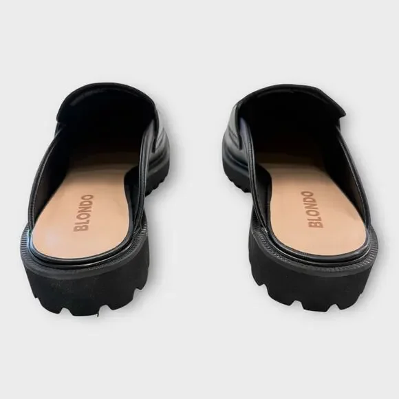 NEW Penny Loafer Mule Womens 10 Black Leather Lug Sole Slide On Waterproof. - Picture 3 of 12